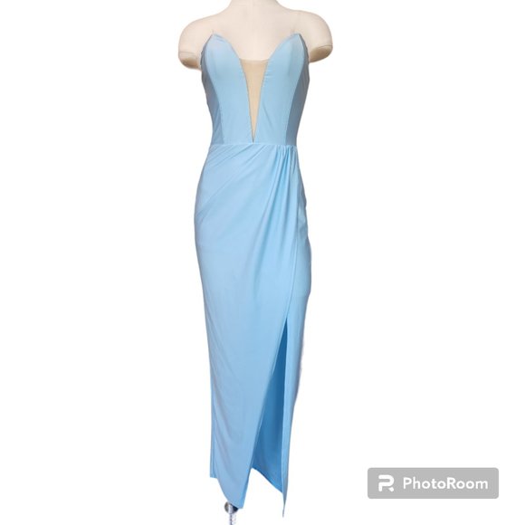 Michael Costello x REVOLVE Jake Gown in Baby Blue - Picture 3 of 4